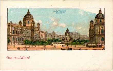 Wien, Vienna, Bécs; Maria Theresia Monument. litho (EK)