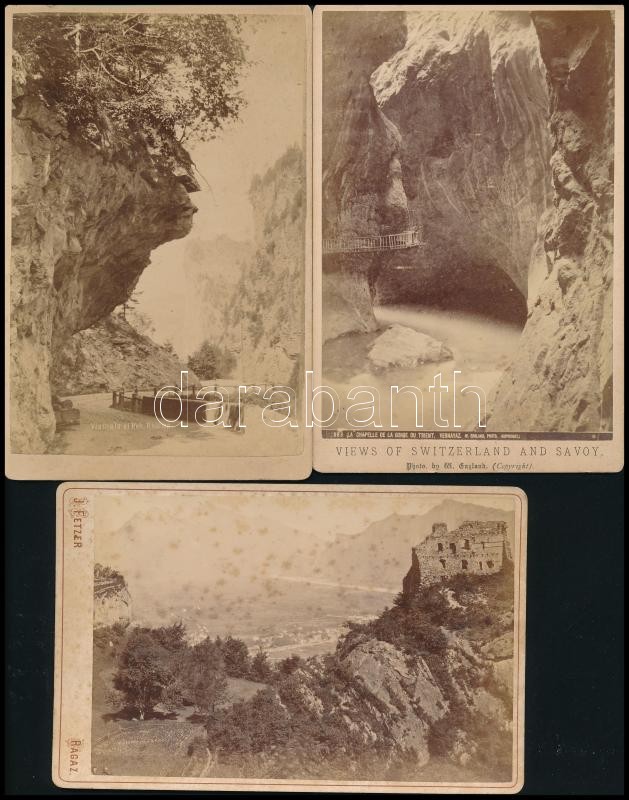 cca 1880 Svájc, Dél-Tirol, 6 db keményhátú fotó, 11×16 cm - Image 2