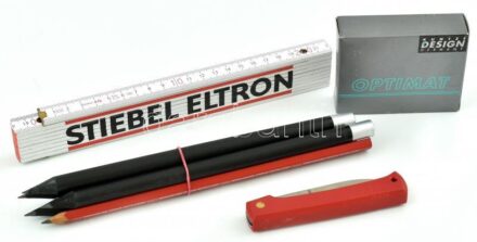 2 m-es collstock, 3 m-es mérőszalag, Inox zsebkés, 5 db ácsceruza