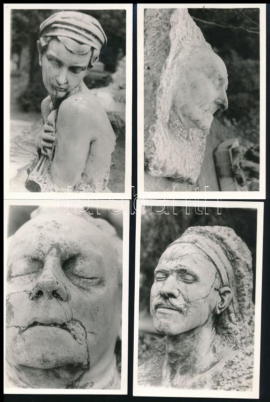 Kőbe zárt mozdulatok Wonke Rezső 4 db jelzetlen vintage fotóművészeti alkotása 12x16 cm