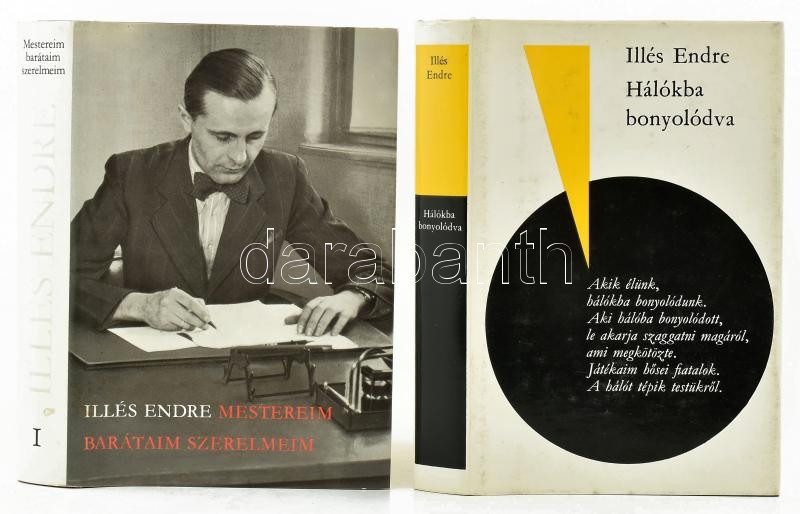 Illés Endre: Hálókba bonyolódva., Mestereim, barátaim, szerelmeim. Bp., 1977-1979, Magvető. Kiadói egészvászon kötések, kiadói papír védőborítókban, jó állapotban. A szerző, Illés Endre (1902-1986) író által Gábor