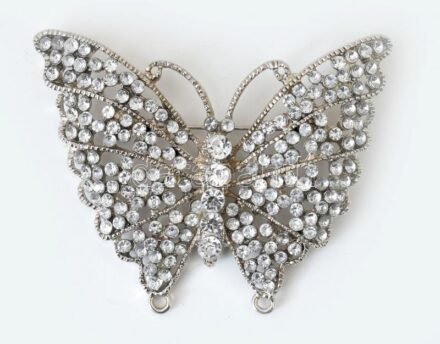 Strasszos lepke bross, fém 7cm