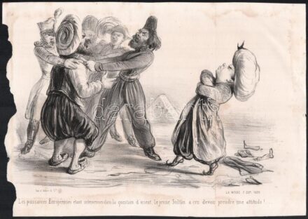 1839 15 db politikai karikatúra Főleg a keleti török politikával kapcsolatban. Francia kőnyomatos rajz, humoros grafika. s: Darny / 1839 15 French lithographic political caricature mostly of the Oriental and Turkish potitics 31x23 cm