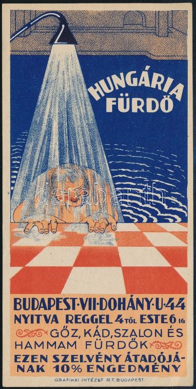 Hungária Fürdő Budapest litho számolócédula