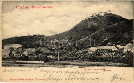 1904 Huszt, Chust, Khust; Üdvözlet Máramarosból. Huszt várromja. Berger Miksa kiadása / castle ruins (EK)