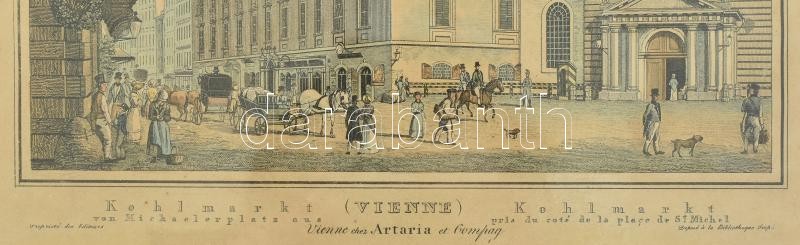 cca. 1880 Bécs Kohlmarkt, (Deposé ? la Bibliothéque Imp.) színezett rézmetszet, dekoratív üvegezett fakeretben. 17x23cm - Image 2