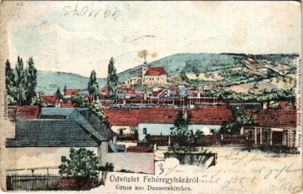 1903 Fertőfehéregyháza, Sopronfehéregyháza, Donnerskirchen; látkép. Verlag v. Julius Salzer (Polychrom) / general view (kopott sarkak / worn corners)