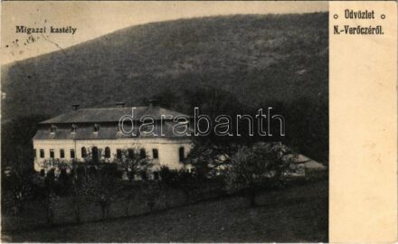 1907 Verőce, Nógrádverőce; Migazzi kastély. Lengyel Mór kiadása + 'WIEN - POZSONY - BUDAPEST 2 A' vasúti mozgóposta bélyegző (ázott sarkak / wet corners)