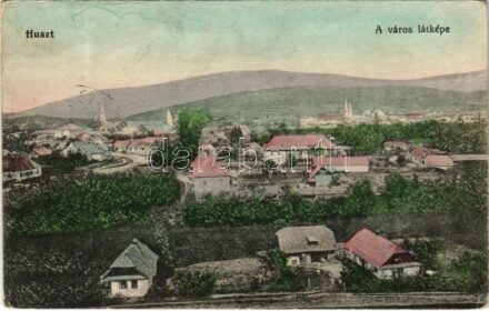 1916 Huszt, Chust, Khust; látkép / general view (gyűrődés / crease)