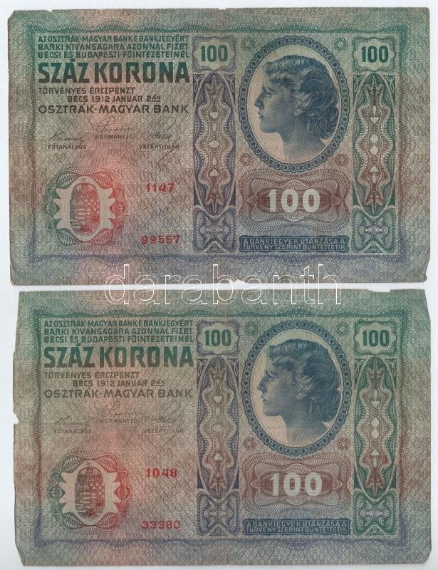 1912. 100K (5x) T:III,III- az egyiken nagyobb szakadás Adamo K28 - Image 3