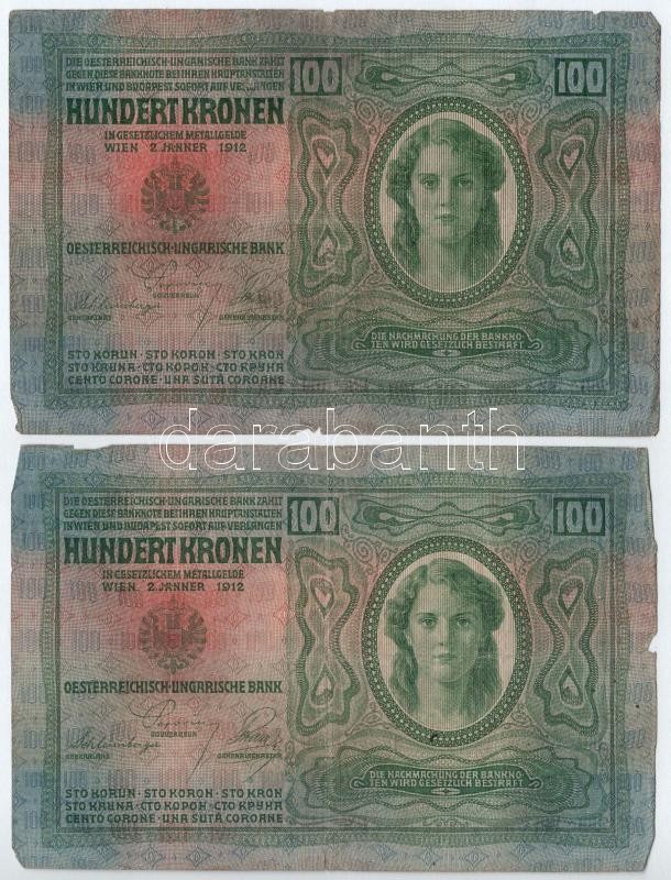 1912. 100K (5x) T:III,III- az egyiken nagyobb szakadás Adamo K28 - Image 4