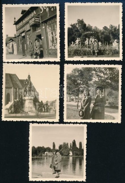 1941 Kolozsvár, Héjjas Szálloda és egyéb részletek, 5 db fotó, 6×6 cm