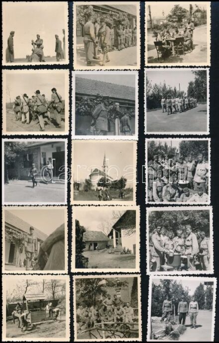 cca 1940-1944 Magyar katonák, 15 db fotó, 6×6 cm