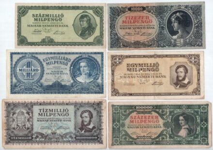 1946. 10.000MP- 1.000.000.000MP (6xklf) T:III szép papír, némelyiken apróbb foltok