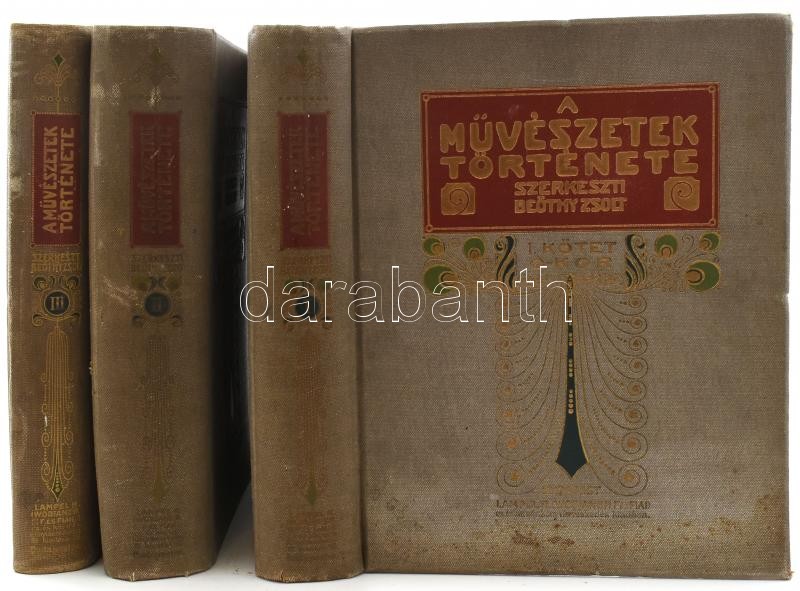 A művészetek története a legrégebbi időktől a XIX. század végéig. I-III. kötet. Szerk.: Beöthy Zsolt. I. kötet: Ókor. II. kötet: Középkor. III. kötet: Új-kor. Bp.,1906-1912, Lampel R. (Wodianer F. és Fiai), XI+556 p.+ XXIX t.;