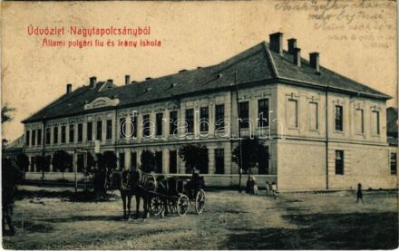 1909 Nagytapolcsány, Topolcany; Állami polgári fiú és leány iskola. Zarkower Márk kiadása 497. W.L. ? / school (EB)