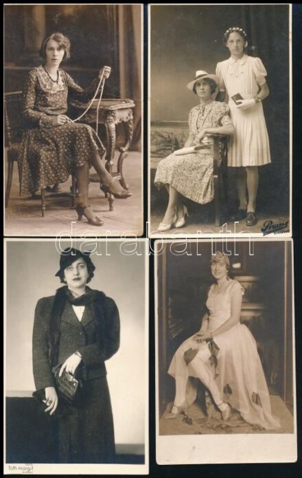 cca 1915-1930 Hölgyportrék, 8 db fotólap, 14×9 cm