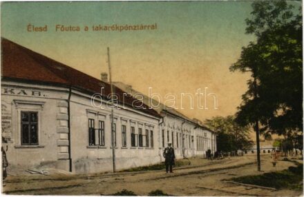 1922 Élesd, Alesd; Fő utca, takarékpénztár, Jakabfi Jakab üzlete / main street, savings bank, shop (Rb)