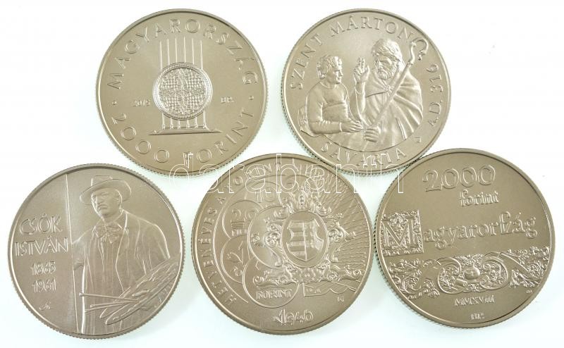 2015. 2000Ft Cu-Ni 'Csók István 1865-1961' + 2015. 2000Ft Cu-Ni '500 éve született Tinódi Sebestyén' + 2016. 2000Ft Cu-Ni 'Hetvenéves a forint' + 2016. 2000Ft Cu-Ni 'Szent Márton - Savaria' + 2018. 2000Ft Ag '450 éves az Unitárius