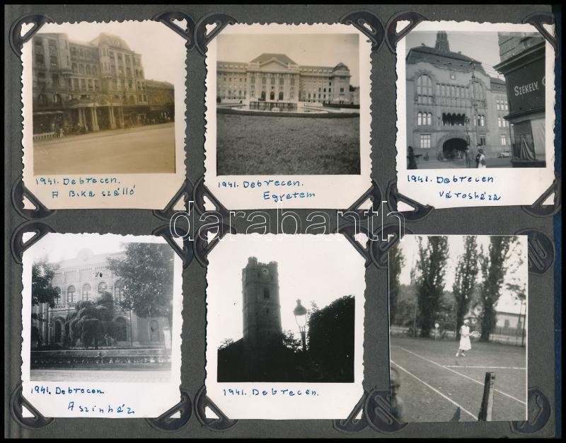 1941 Debrecen, Hajdúszoboszló, Hortobágy, 30 db fotósarokkal albumlapra ragasztott fotó, 6×6 és 6×9 cm - Image 4