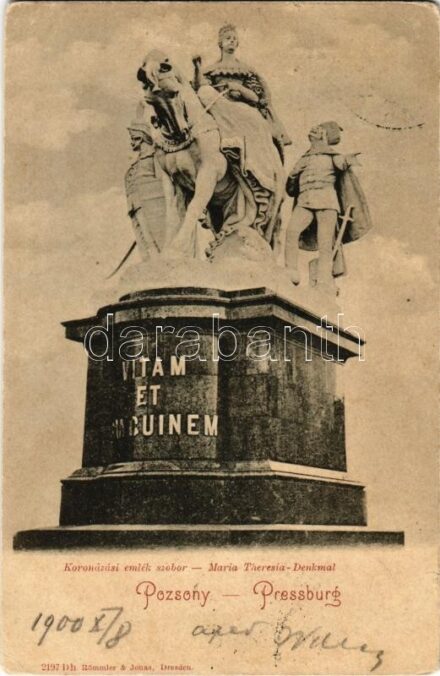 1900 Pozsony, Pressburg, Bratislava; Koronázási emlék szobor / Maria Theresia Denkmal / statue (EK)