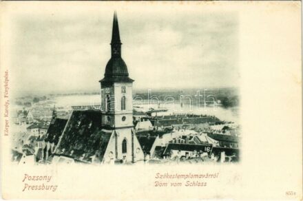 Pozsony, Pressburg, Bratislava; Székestemplom a várról. Körper Károly fényképész / church