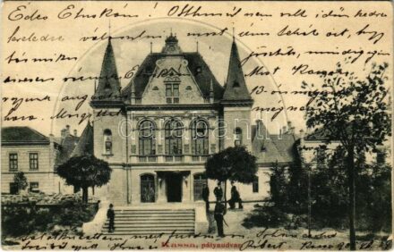 1905 Kassa, Kosice; pályaudvar, vasútállomás / railway station (fa)