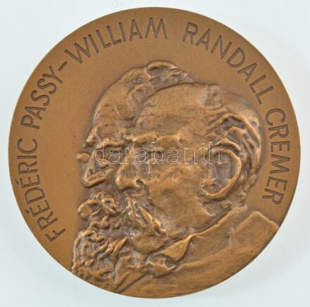 1989. 'Frédéric Passy - William Randall Cremer / 1889 - Interparlamnetáris Unió - 1989. 81. Konferencia - Budapest' Br plakett eredeti tokban (90mm) T:1- kis patina Hungary 1989. 'Frédéric Passy - William Randall Cremer / 1889 -