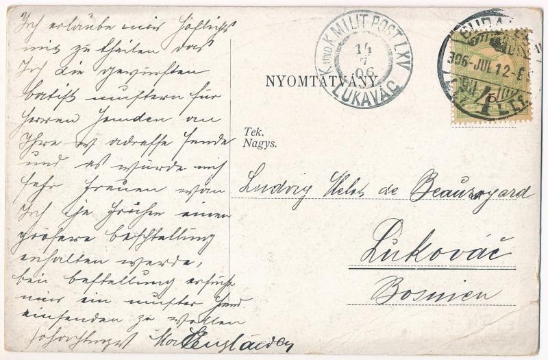 1906 Budapest V. Engländer Mór úri és női divat és fehérnemű üzlete. Kecskeméti utca. Kurcz és Társa kiadása, Art Nouveau. Hátoldalon Engländer Mór levele (EB) - Image 2