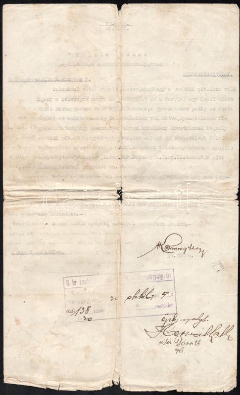 1930 Bp., Csendőrtiszthelyettes részére való kiutalásról szóló levél - Image 2
