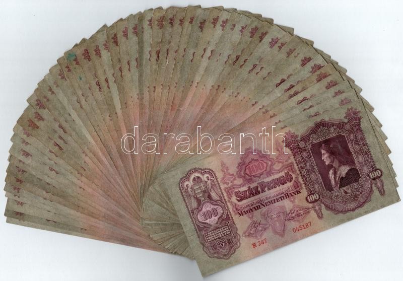 1930. 100P (52x) T:III kis foltok, szakadás, egy-egy lapon firkák Adamo P17