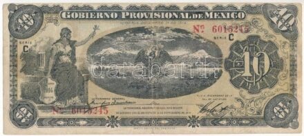 Mexikó / Gobiernói Ideiglenes Kormány / Veracruz 1914. 10P T:III Mexico / Gobierno Provisional de México / Veracruz 1914. 10 Pesos C:F