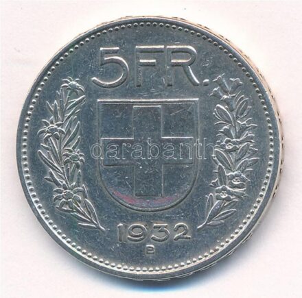 Svájc 1932B 5Fr Ag T:2 Switzerland 1932B 5 Francs Ag C:XF Krause KM#40