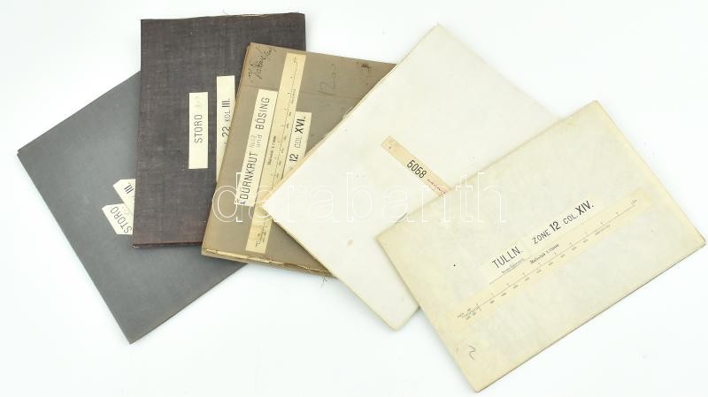 cca 1910-1918 Vegyes katonai térkép tétel, 5 db, rajtuk: Dürnkrut und Bösing, Tulln, Storo (x2), Celldömölk, egy kivételével, vászonokra kasírozva, különféle méretekben, változó állapotban.