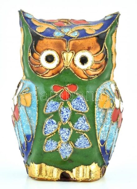 Bagoly rekeszzománc, kopott, m:7,5cm