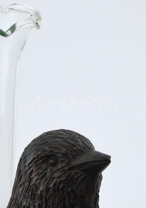 Műanyag figurális virágtartó üveg betéttel, kopott, 10cm - Image 2