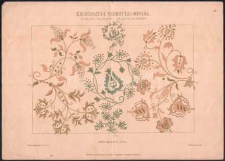 cca 1900 Kalotaszegi varrottas-minták, összesen 5 db lap, részben sérült, lapméret: 25x35 cm