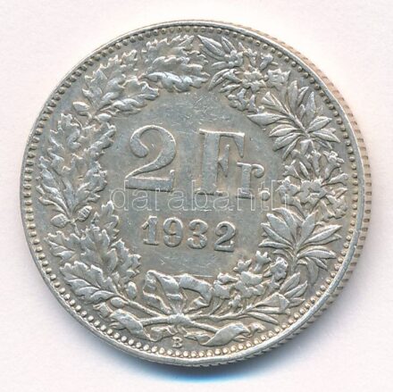 Svájc 1932B 2Fr Ag T:2 patina Switzerland 1932B 2 Francs Ag C:XF patina Krause KM#21