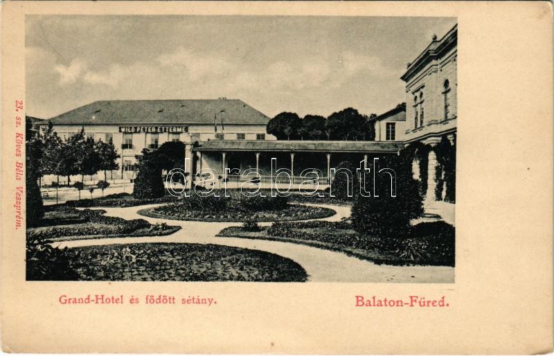 Balatonfüred, Grand Hotel és födött sétány, Wild Péter étterme. Köves Béla 23. sz. (EK)