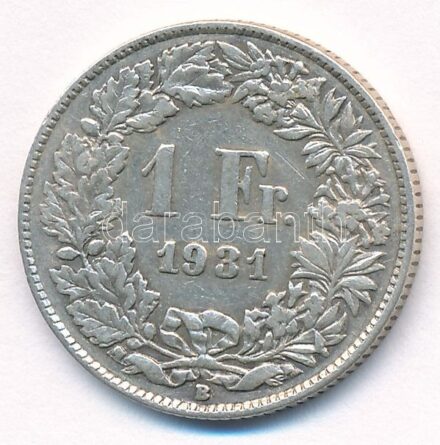 Svájc 1931B 1Fr Ag T:2 patina Switzerland 1931B 1 Francs Ag C:XF patina Krause KM#24