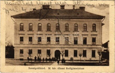 1929 Szentgotthárd, M. kir. állami reálgimnázium + 'SZENTGOTTHÁRD-BUDAPEST 51.' vasúti mozgóposta