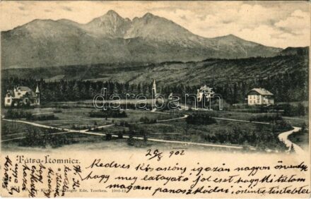 1902 Tátralomnic, Tatranská Lomnica (Tátra, Magas-Tátra, Vysoké Tatry); látkép. Feitzinger Ede 1902-12. 351b. / general view