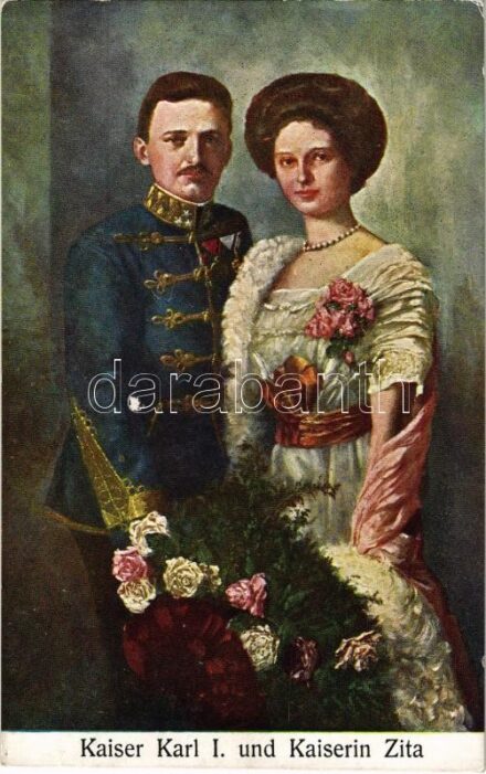 Kaiser Karl I. und Kaiserin Zita / Charles I of Austria and Queen Zita (ázott sarkak / wet corners)