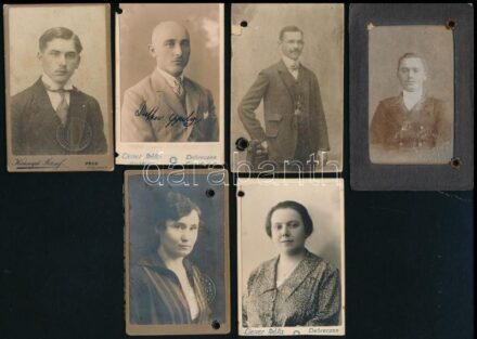 cca 1910-30 össz. 6 db M. Kir. Államvasutak fényképes személyi igazolvány, különböző személyek részére, kopott, részben sérült
