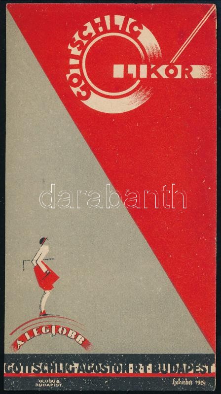 1924 Gottschlig likőr számolócédula, Galambos grafikája