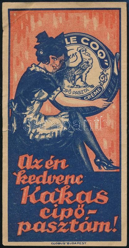 Le Coq cipőpaszta számolócédula, kis szakadással, gyűrődéssel