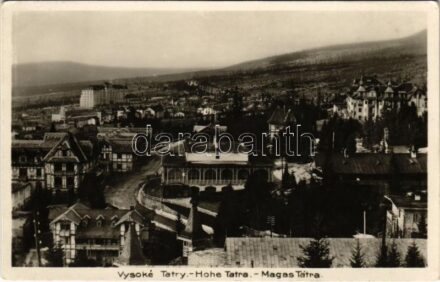Tátrafüred, Ótátrafüred, Bad Altschmecks, Stary Smokovec (Magas-Tátra, Vysoké Tatry); látkép. Géza Bányász kiadása / general view