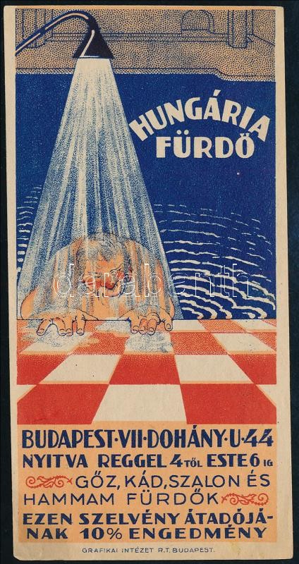 Hungária Fürdő litho számolócédula
