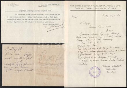 cca 1920-1940 Csúzi (Dubník, SK) izraelita személy irat hagyatéka. benne levelek a helyi orth. izr hitkozségtől