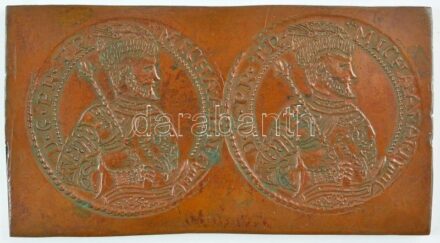 Erdély 1662. Tallér 'Apafi Mihály' elő- és hátlapi képének modern leverete bronz lapkán (2x) (42x79mm) T:1-